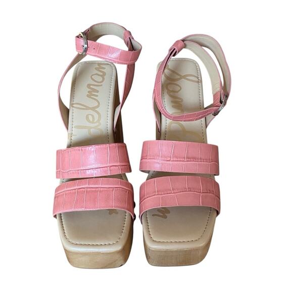 Sam Edelman Rosalind Ankle Strap Leather Wood Platform Stud Heel Sandals size 8 - Picture 3 of 10